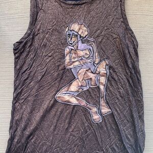 Hand painted Banana Republic Artistic Graphic Brown Muscle Tee